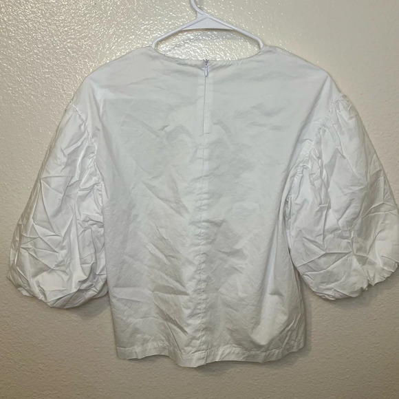 Zara White poofy sleeves blouse - Picture 6 of 7